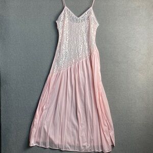 Vintage Undercover Wear Pink Lace sheer Slip Dress nightgown Lingerie size M